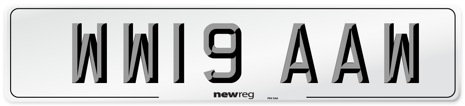 WW19 AAW Number Plate from New Reg
